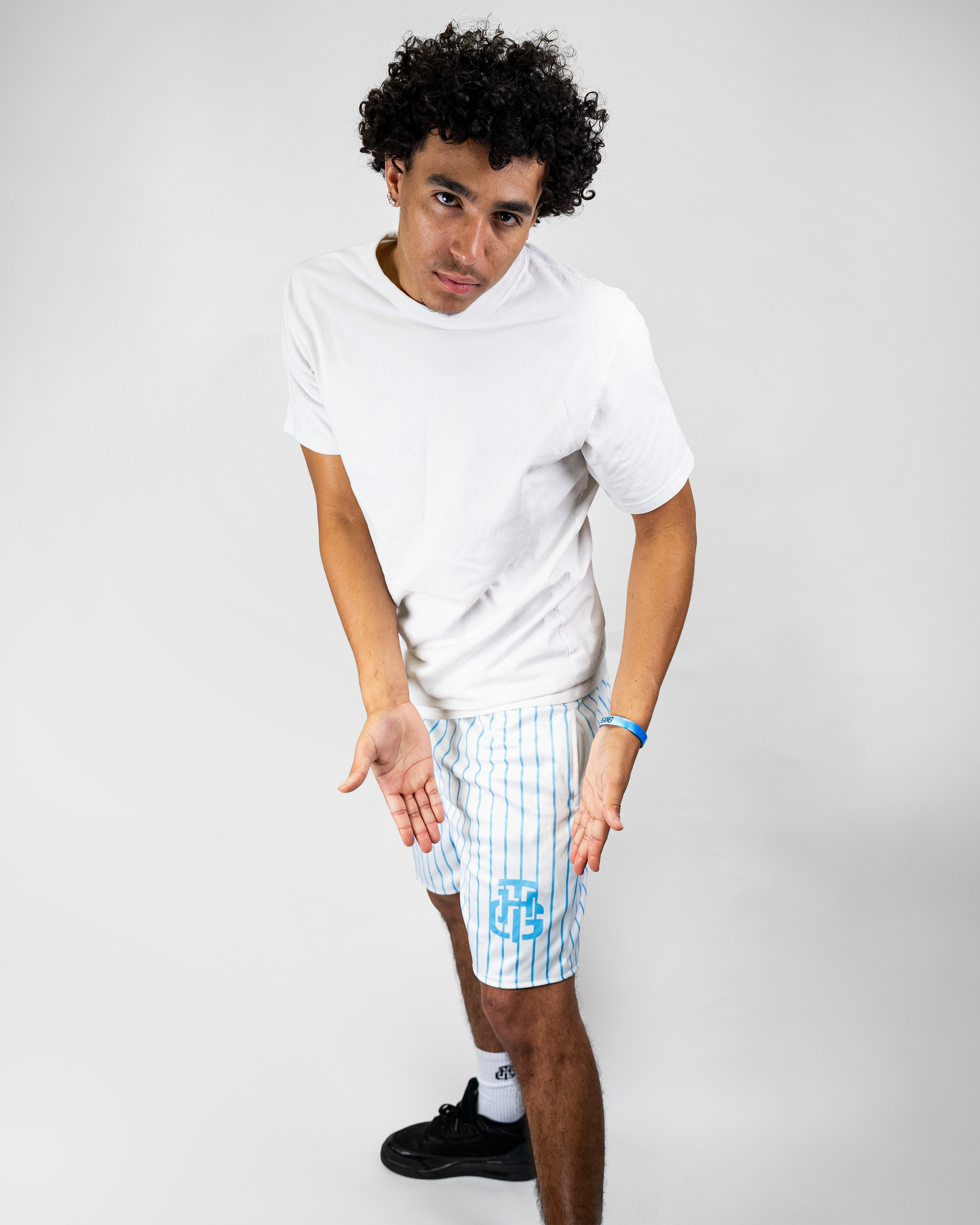 WHITE AND BLUE SHORTS
