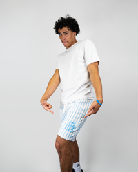 WHITE AND BLUE SHORTS