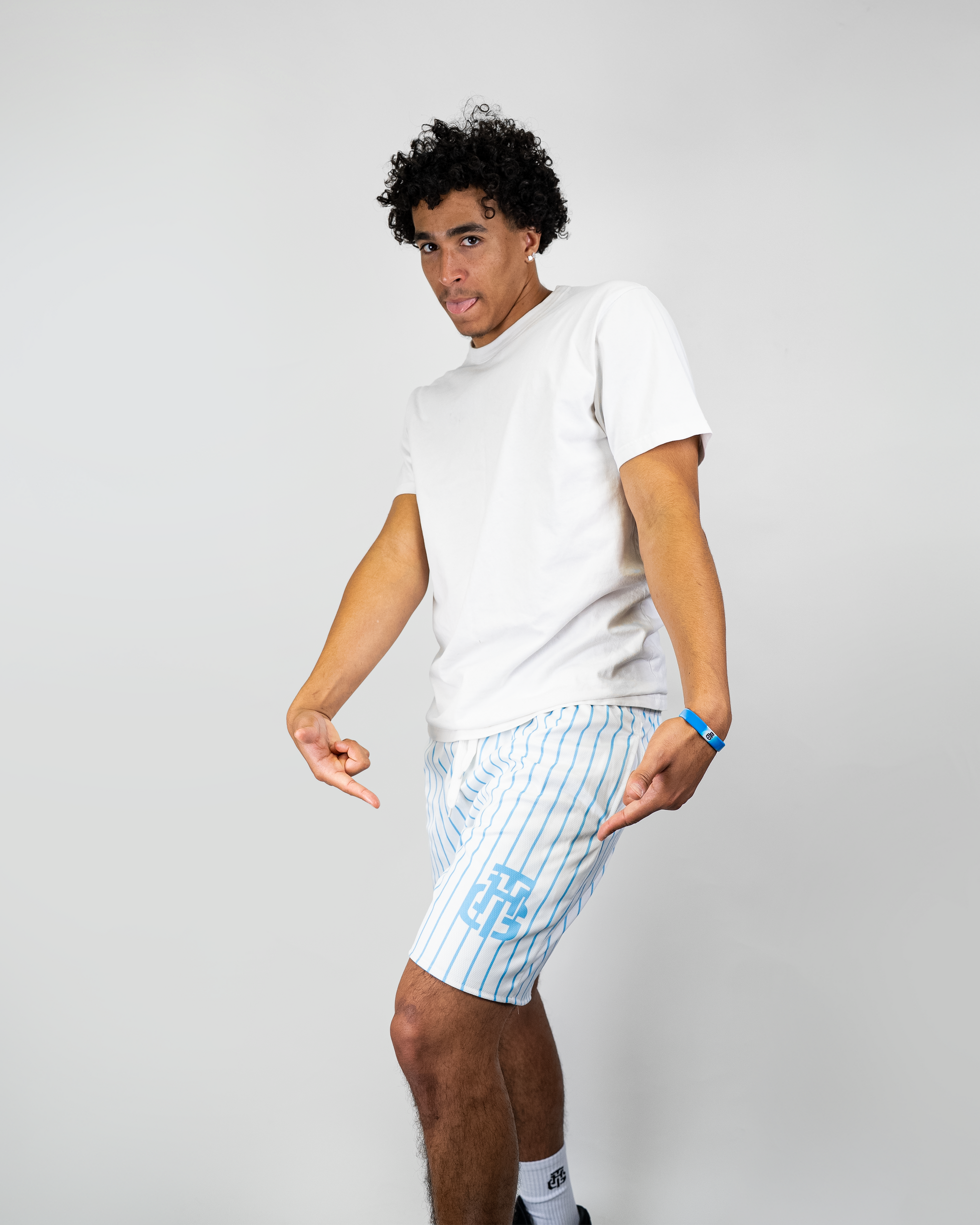 WHITE AND BLUE SHORTS