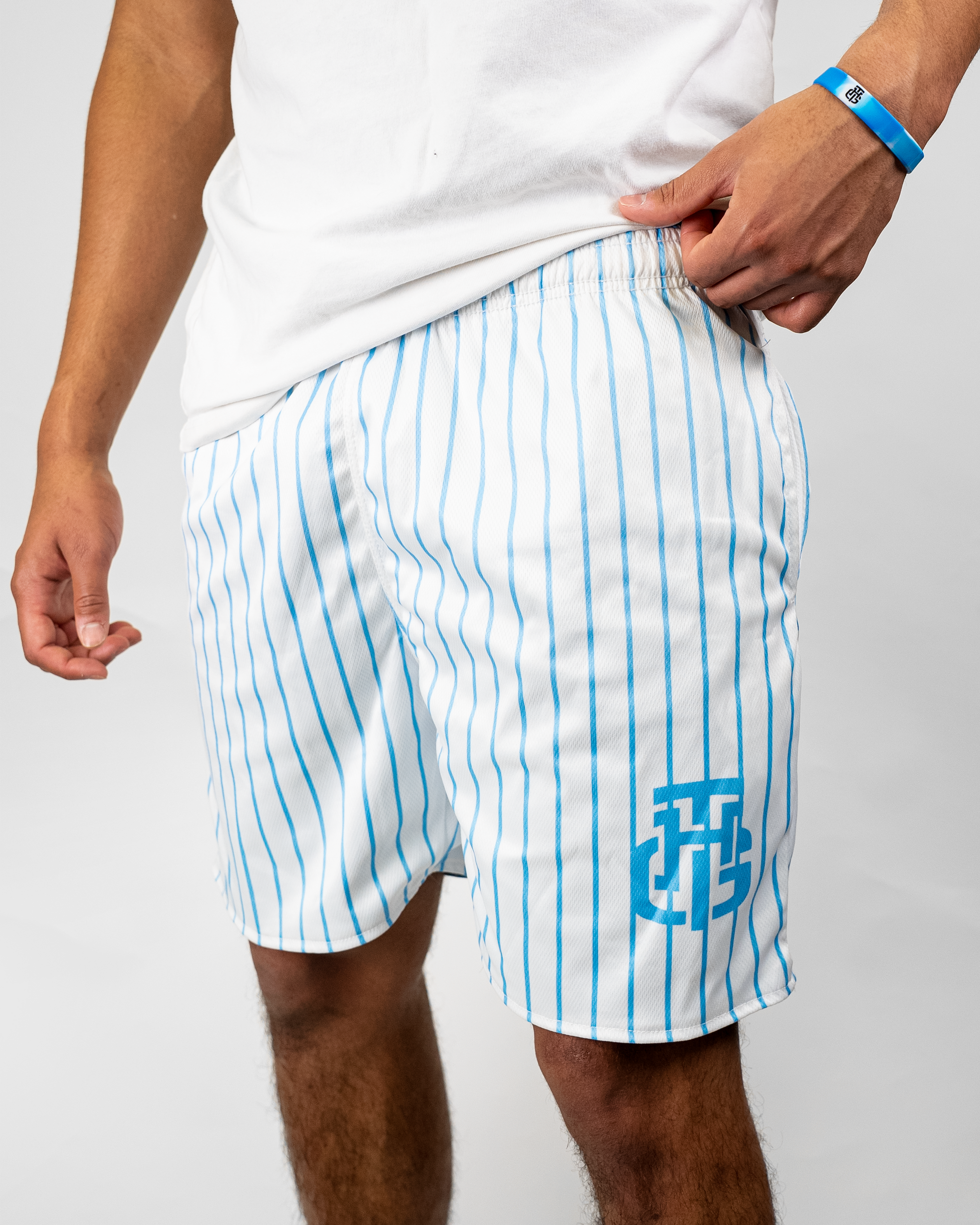 WHITE AND BLUE SHORTS