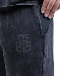 BLACK WASH CROPPED SWEATPANTS