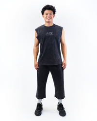 BLACK WASH SLEEVELESS SHIRT