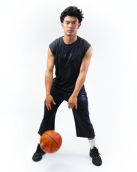 BLACK WASH CROPPED SWEATPANTS