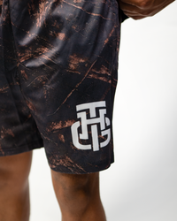 Dark Camo Shorts, THG logo detail