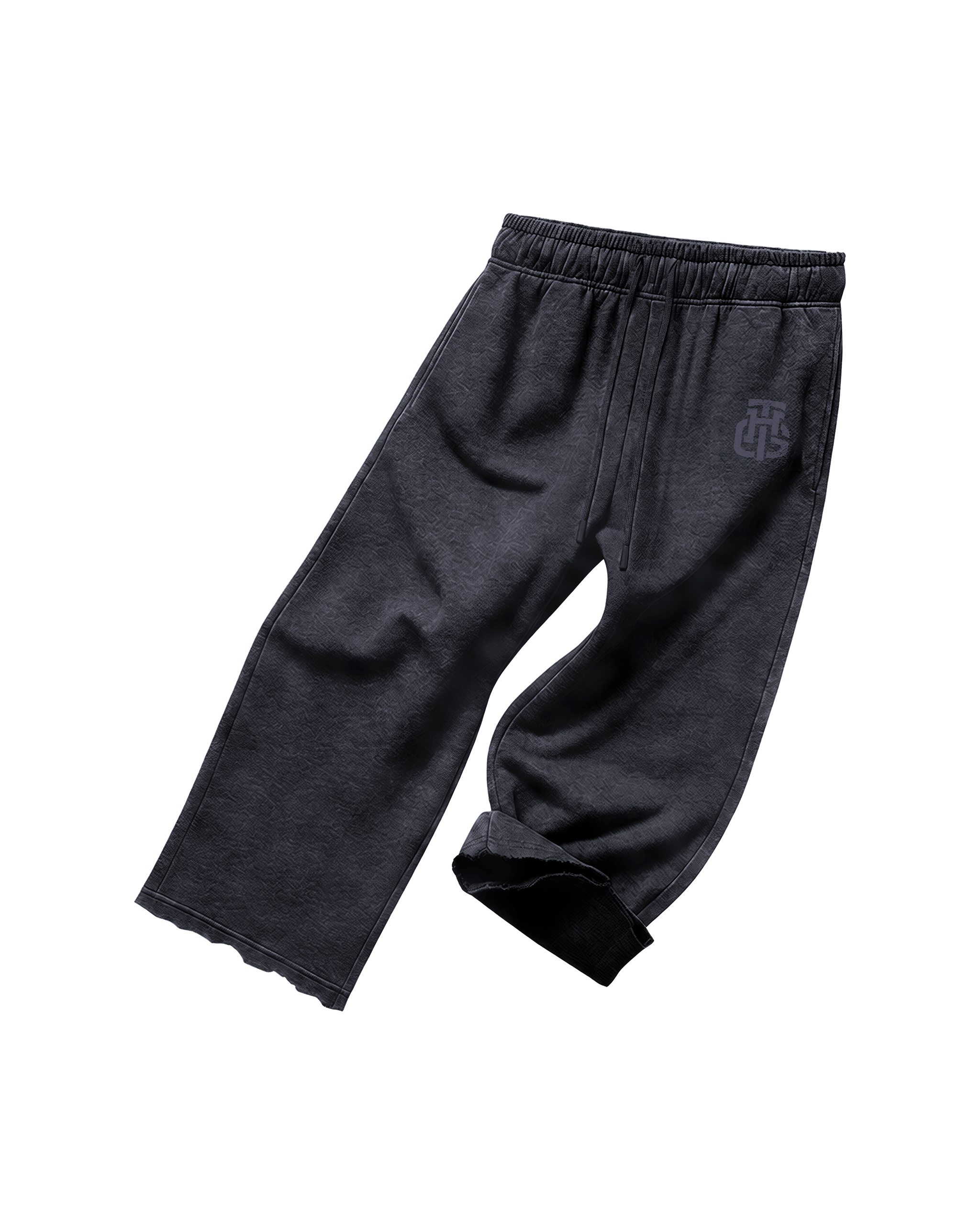 BLACK WASH CROPPED SWEATPANTS