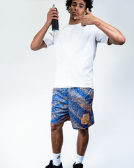 STATIC YELLOW AND BLUE SHORTS
