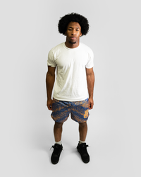 STATIC YELLOW AND BLUE SHORTS