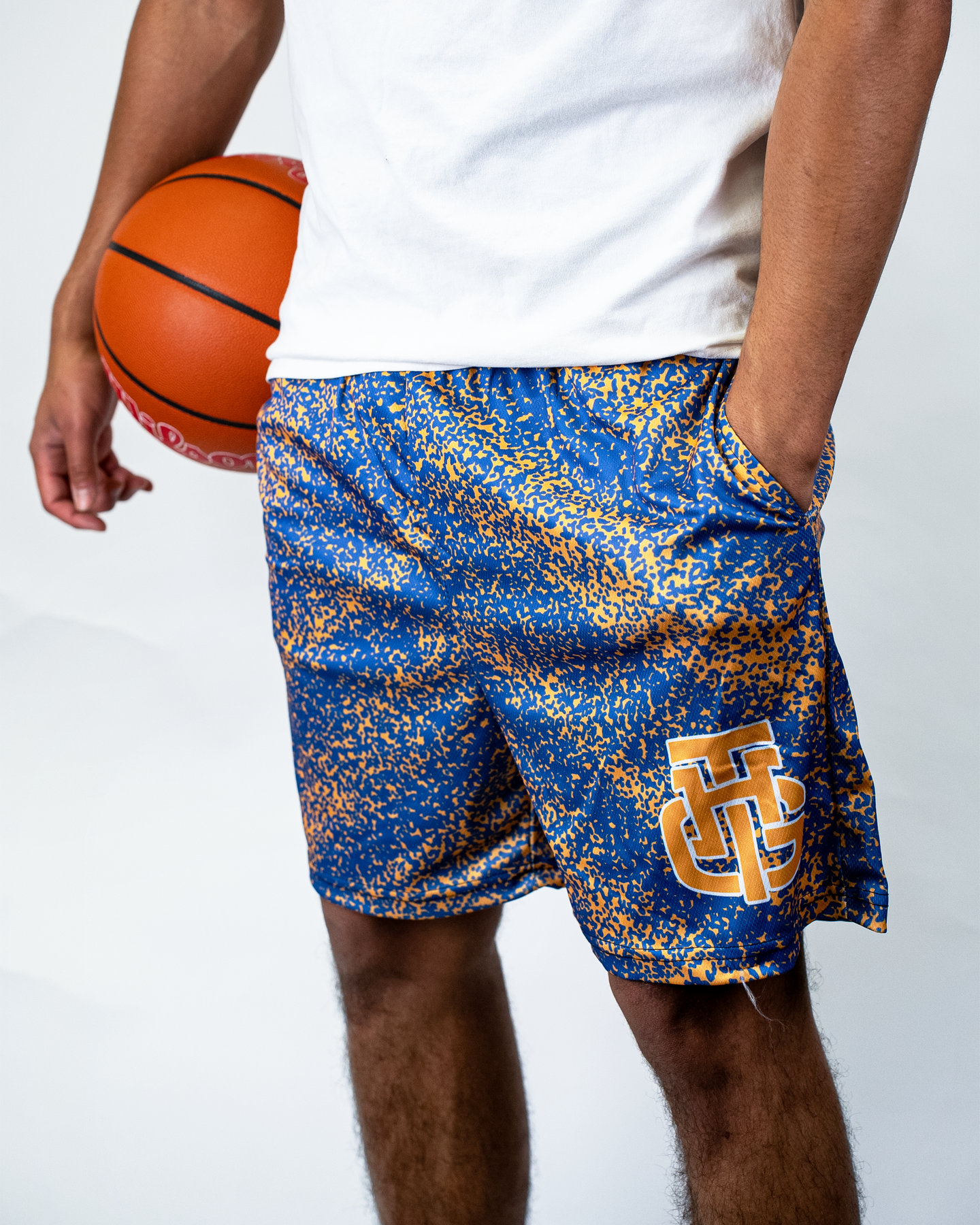 STATIC YELLOW AND BLUE SHORTS
