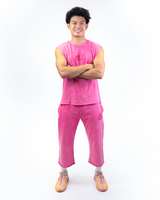PINK WASH CROPPED SWEATPANTS