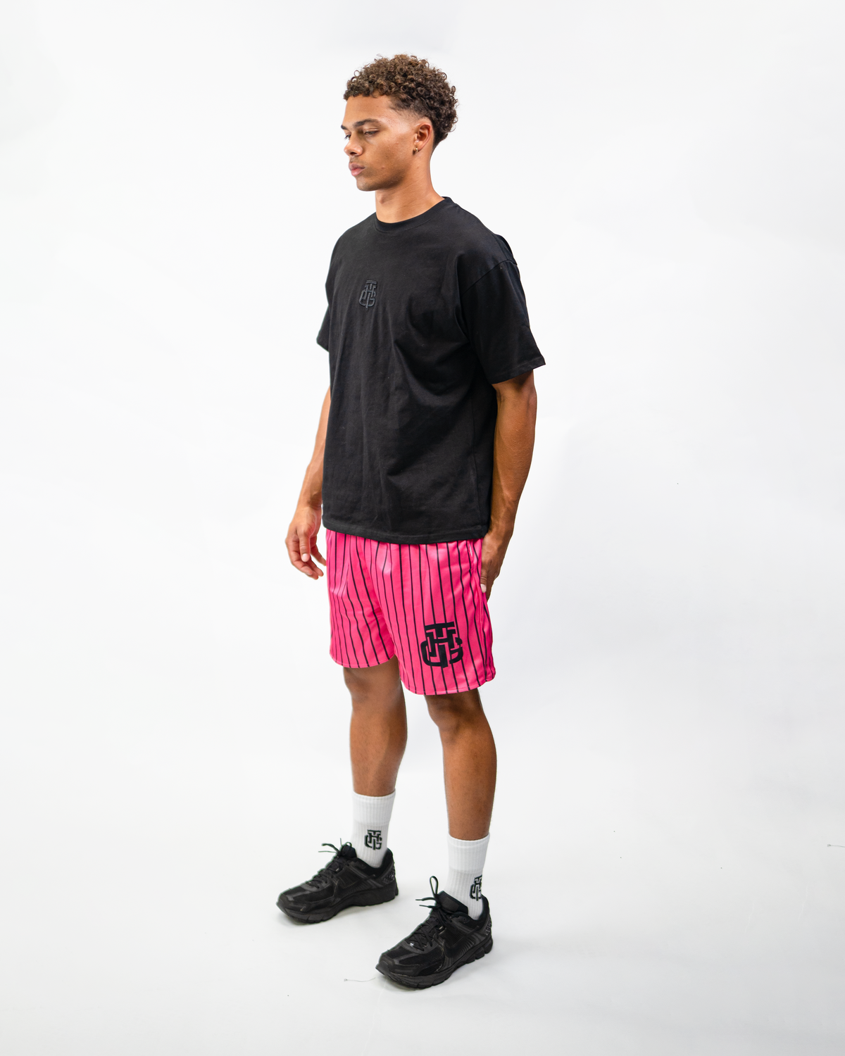 PINK AND BLACK REVERSIBLE SHORTS