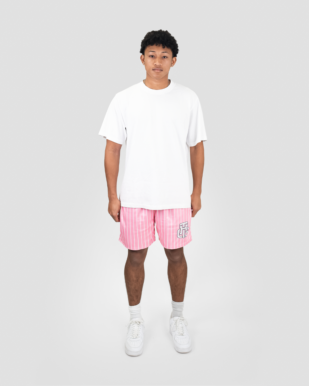 PINK AND WHITE SHORTS