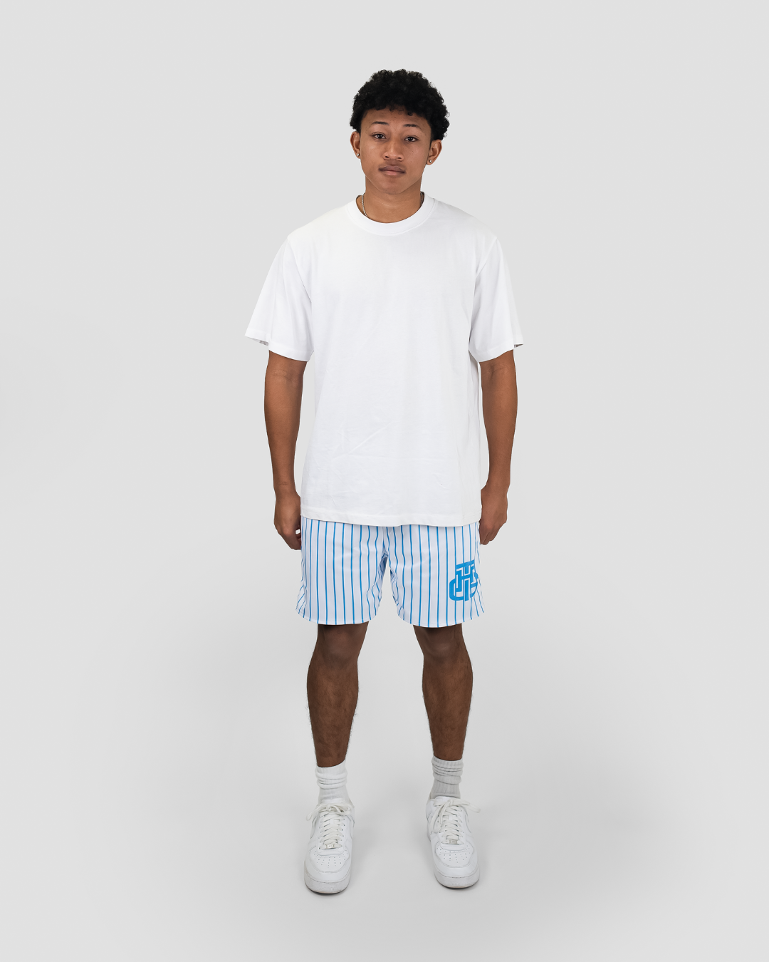 WHITE AND BLUE SHORTS