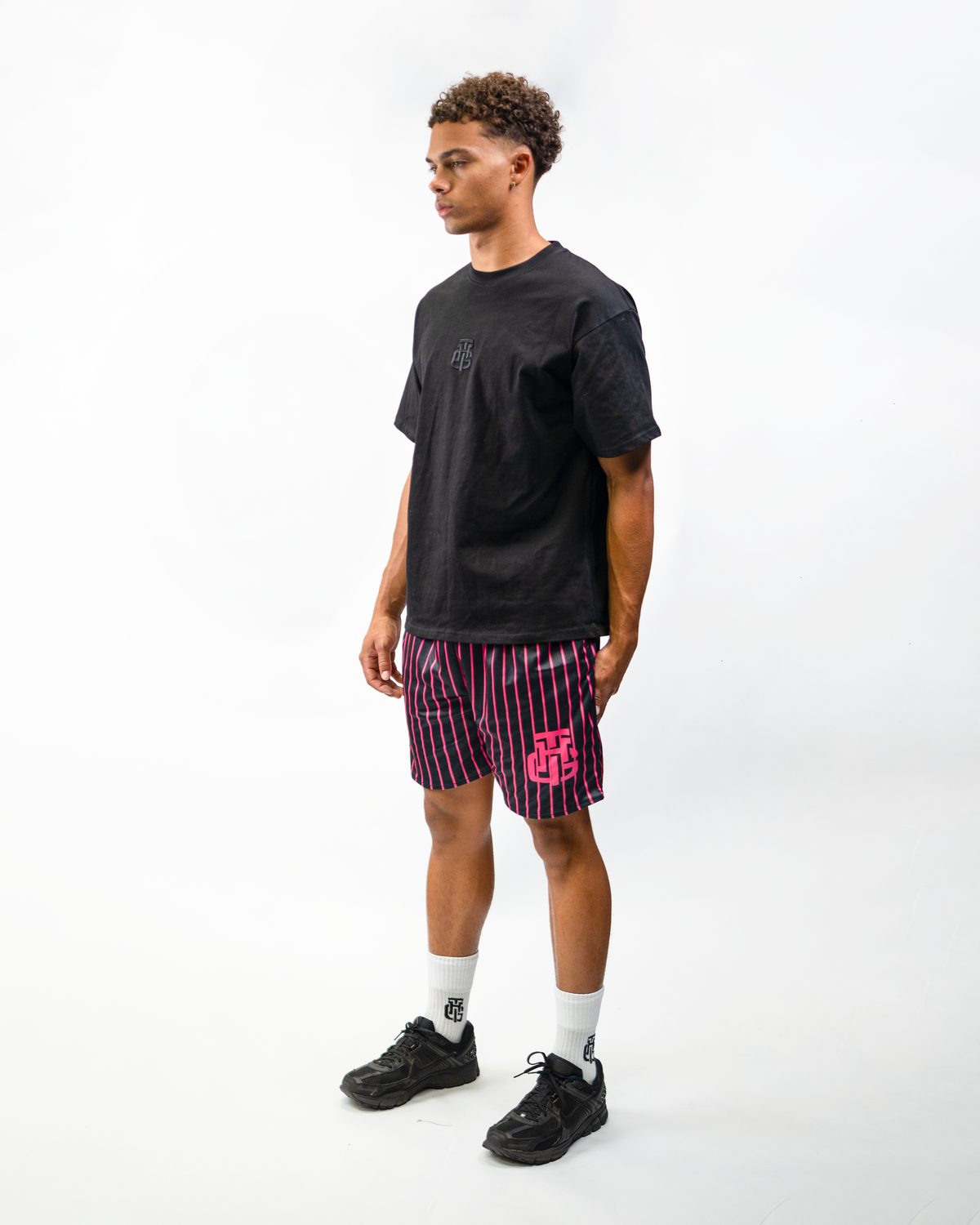 PINK AND BLACK REVERSIBLE SHORTS
