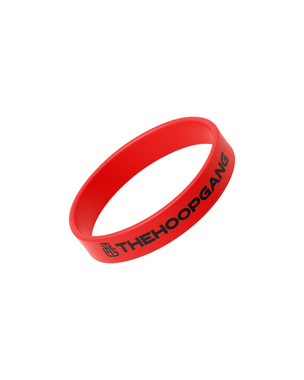 Red Basic wristband, angled view