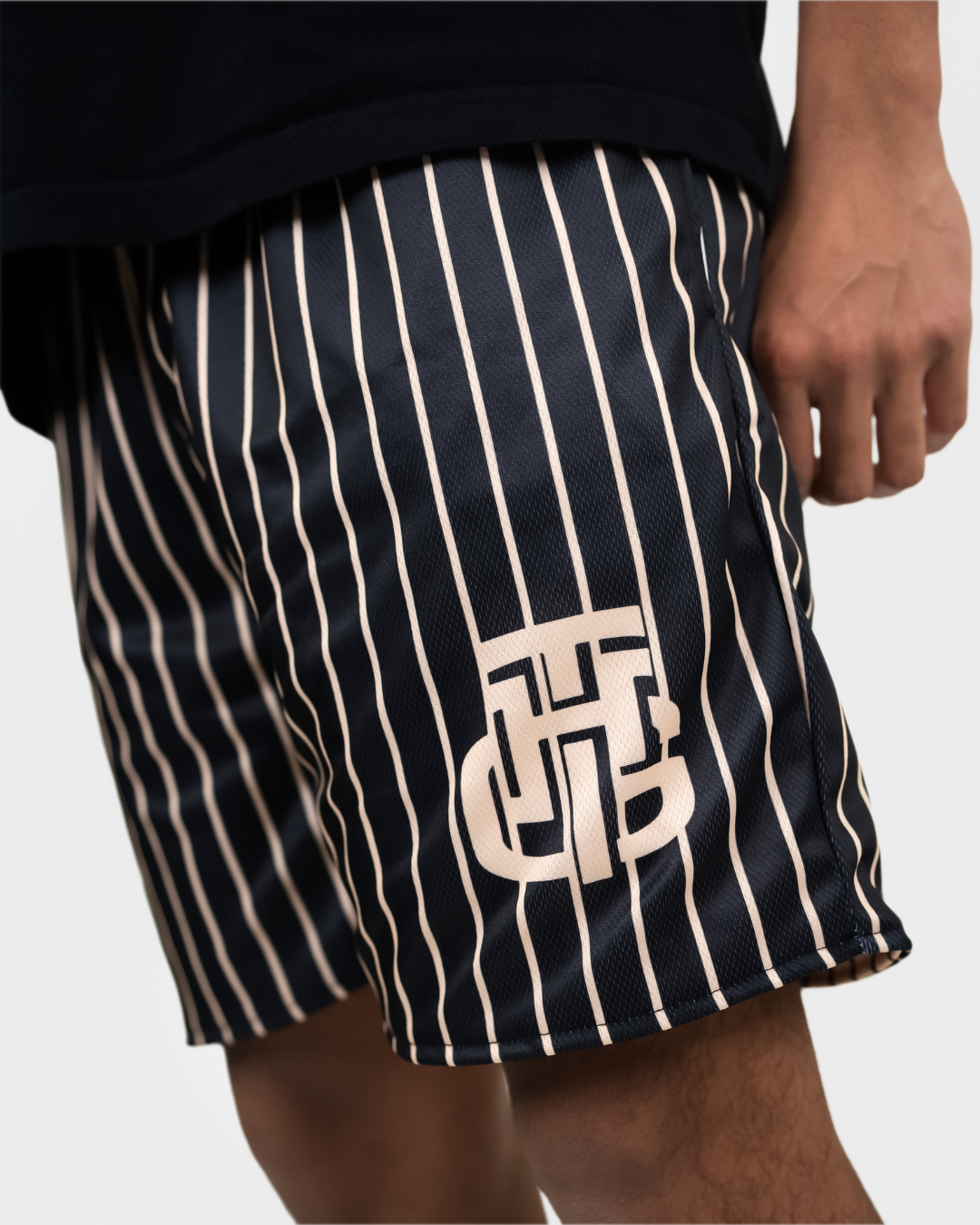 BLACK AND CREAM SHORTS