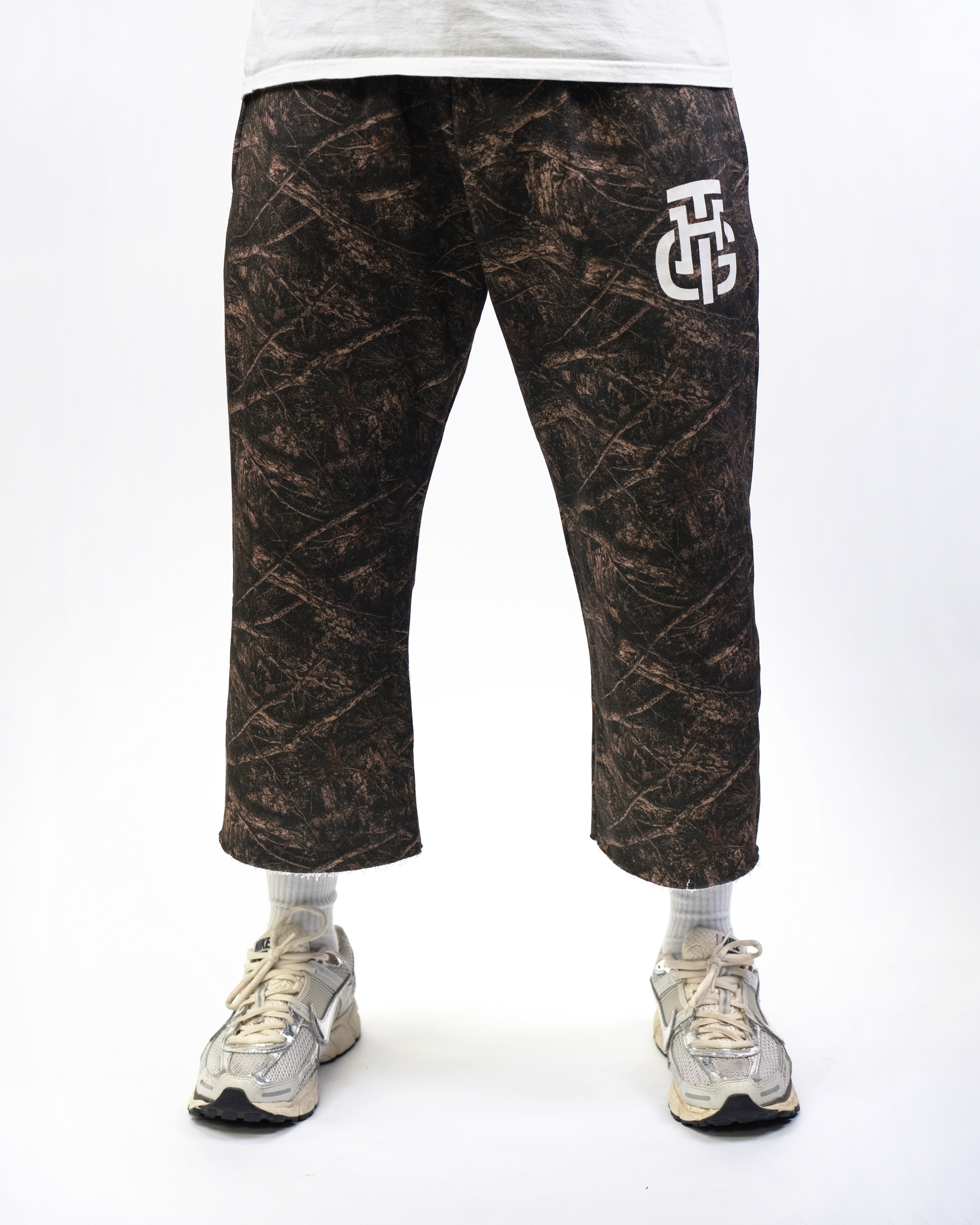 THG Dark Camo Cropped Sweatpants front view