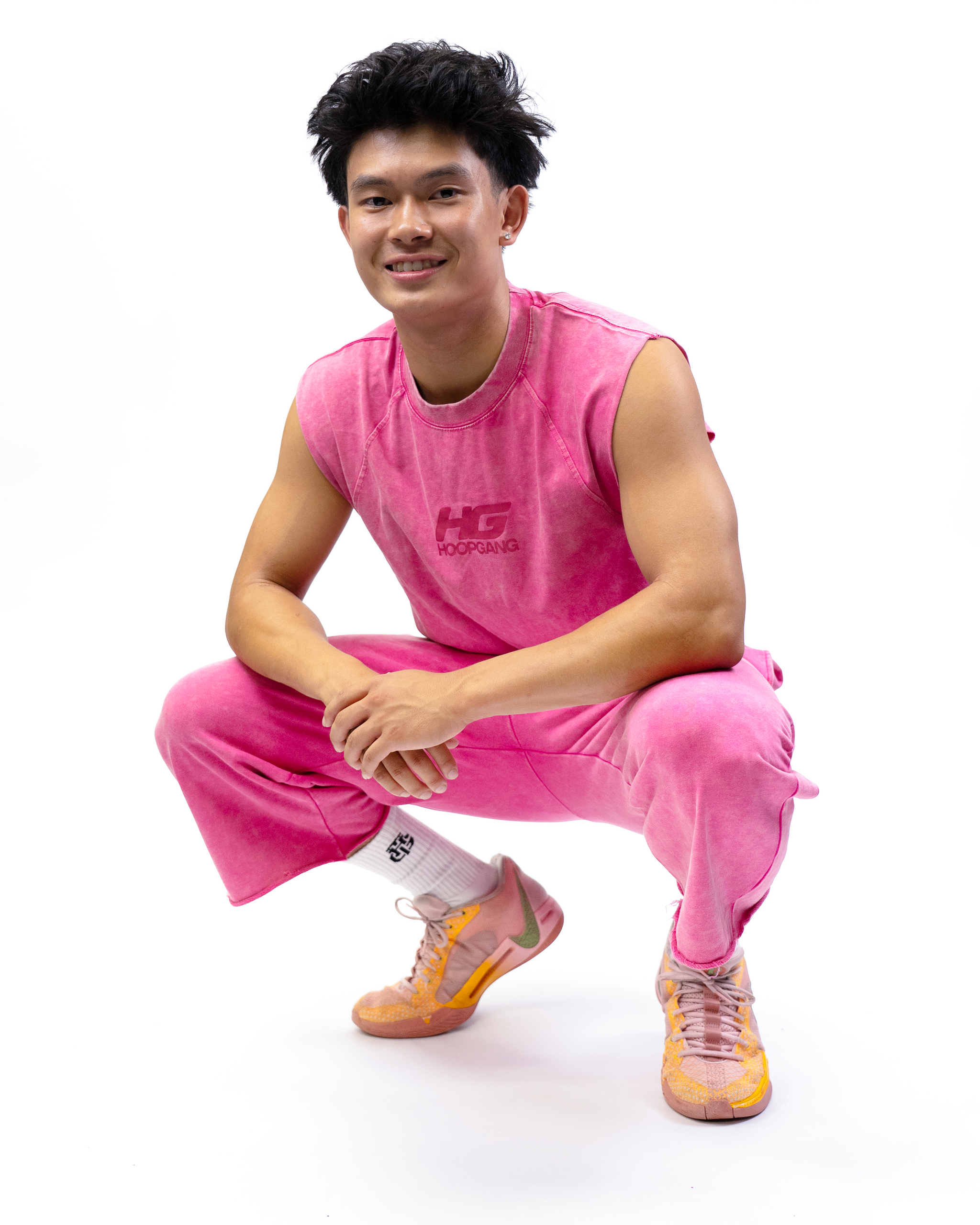 PINK WASH CROPPED SWEATPANTS
