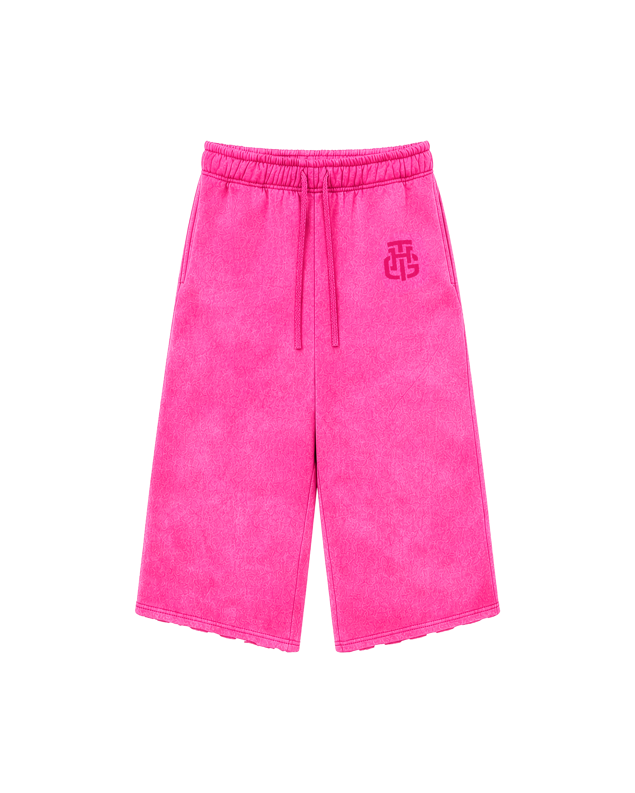 PINK WASH CROPPED SWEATPANTS