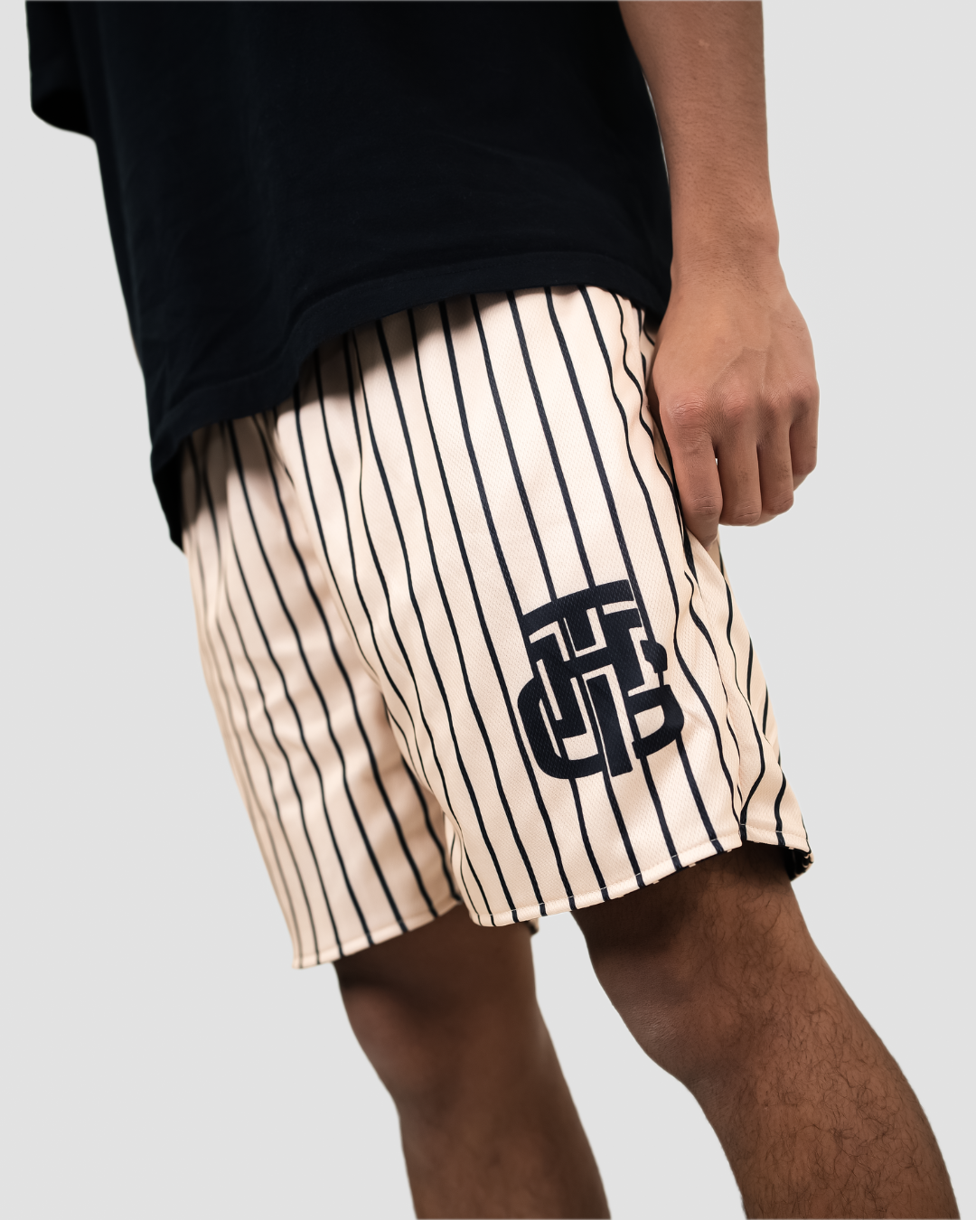 BLACK AND CREAM SHORTS