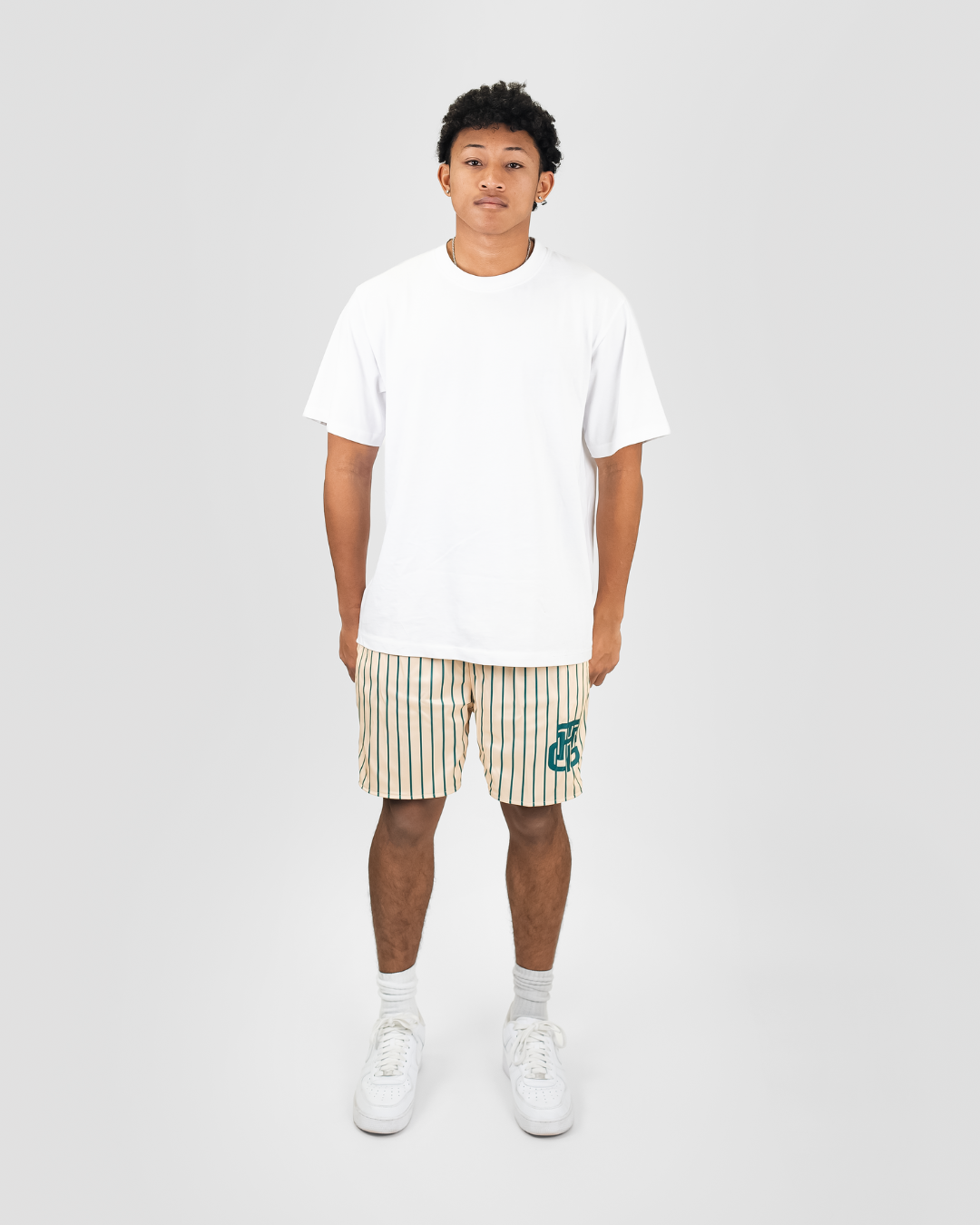 CREAM AND GREEN SHORTS