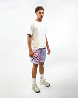 Lavender Blossom Shorts on model, three-quarter view