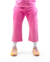 PINK WASH CROPPED SWEATPANTS