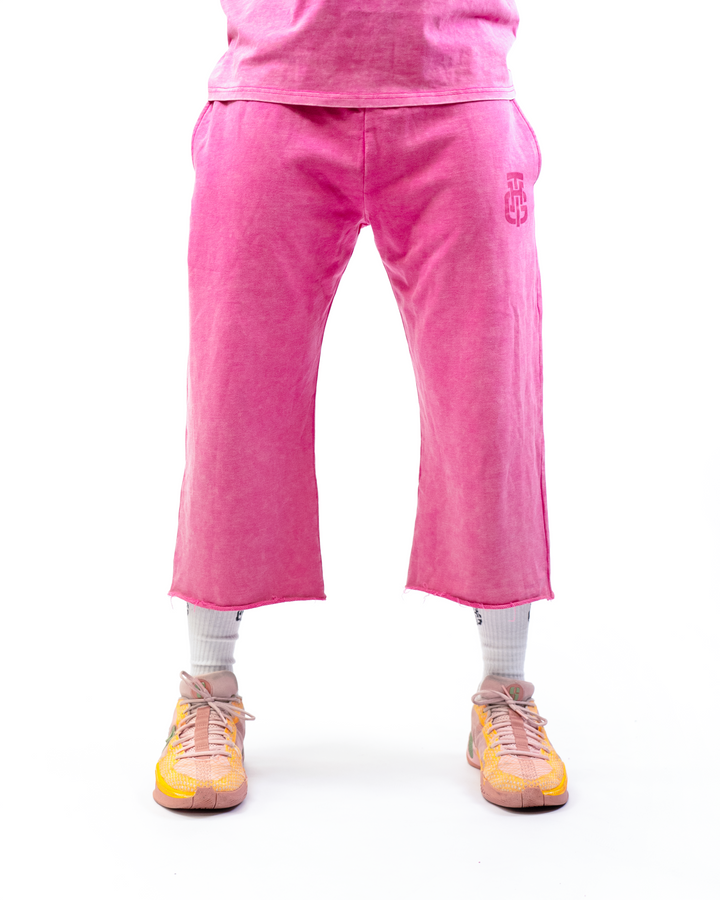 PINK WASH CROPPED SWEATPANTS