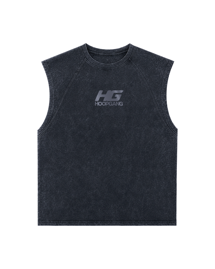 BLACK WASH SLEEVELESS SHIRT