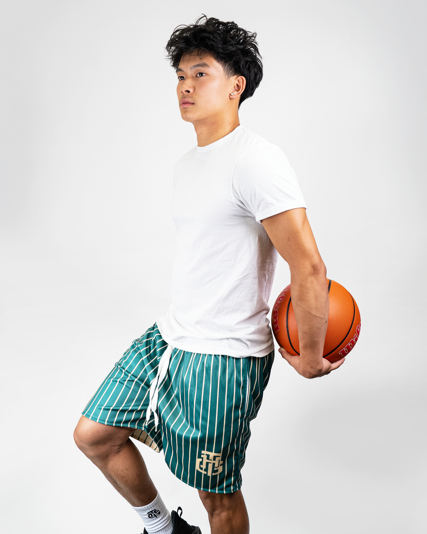 CREAM AND GREEN SHORTS
