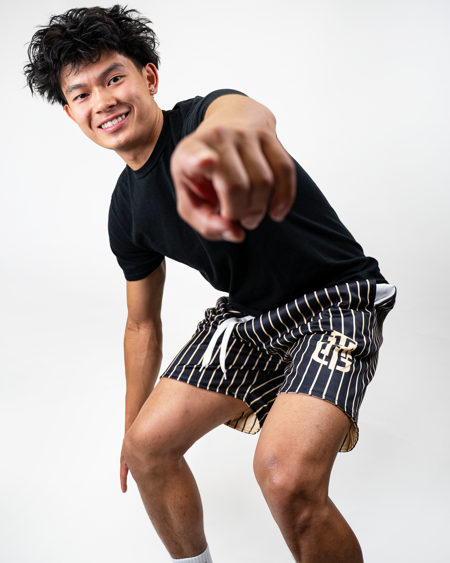 BLACK AND CREAM SHORTS