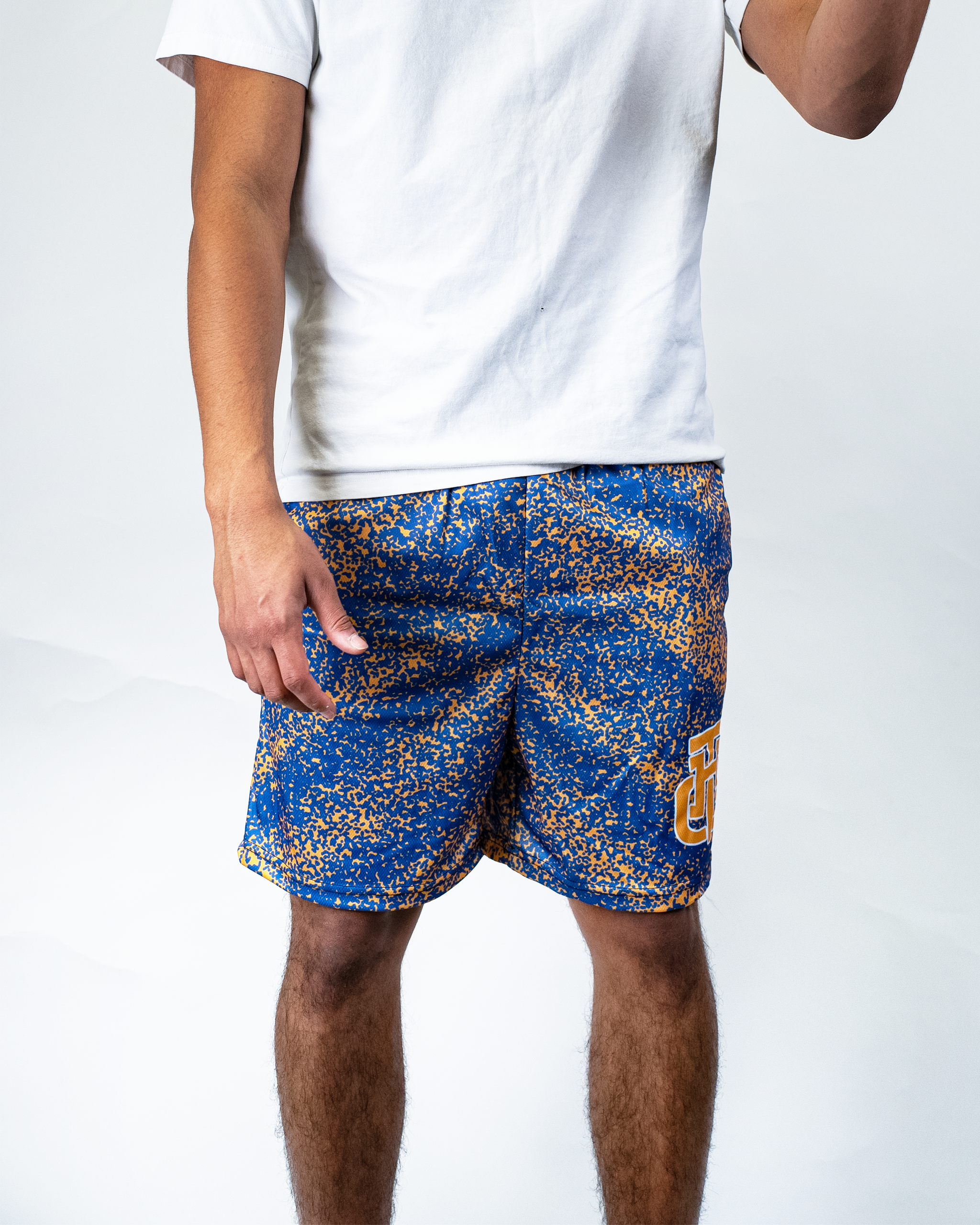 STATIC YELLOW AND BLUE SHORTS