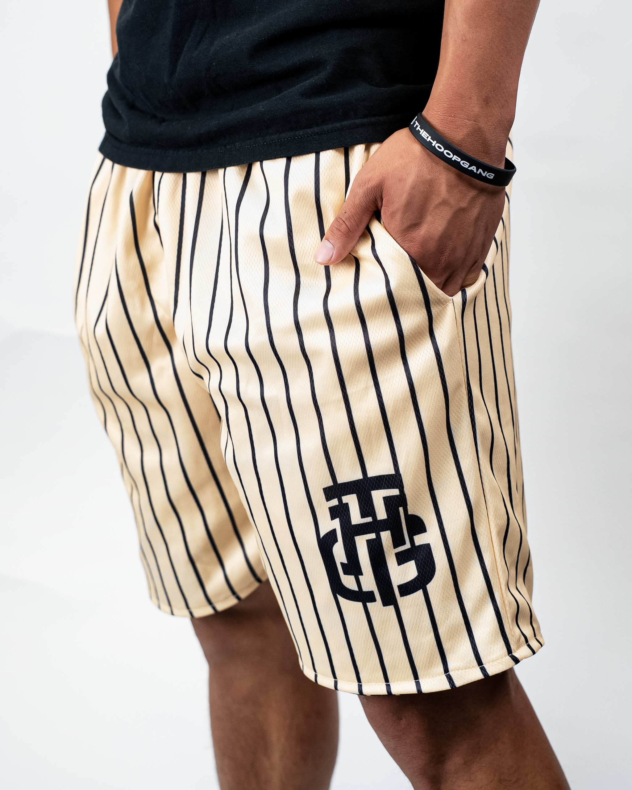 BLACK AND CREAM SHORTS