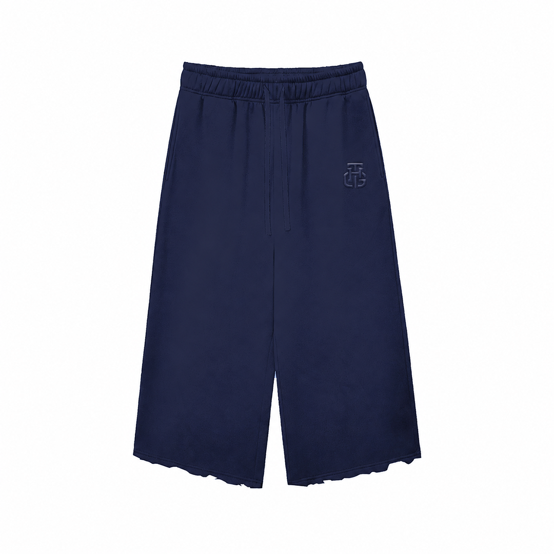 BASIC DARK BLUE CROPPED SWEATPANTS